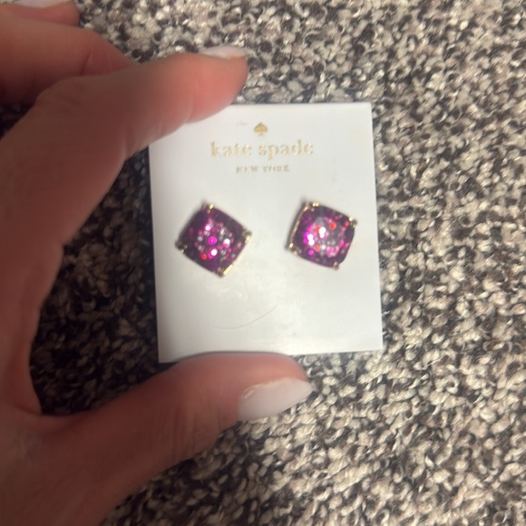 Kate Spade Pink Glitter Stud Earrings - Picture 3 of 5